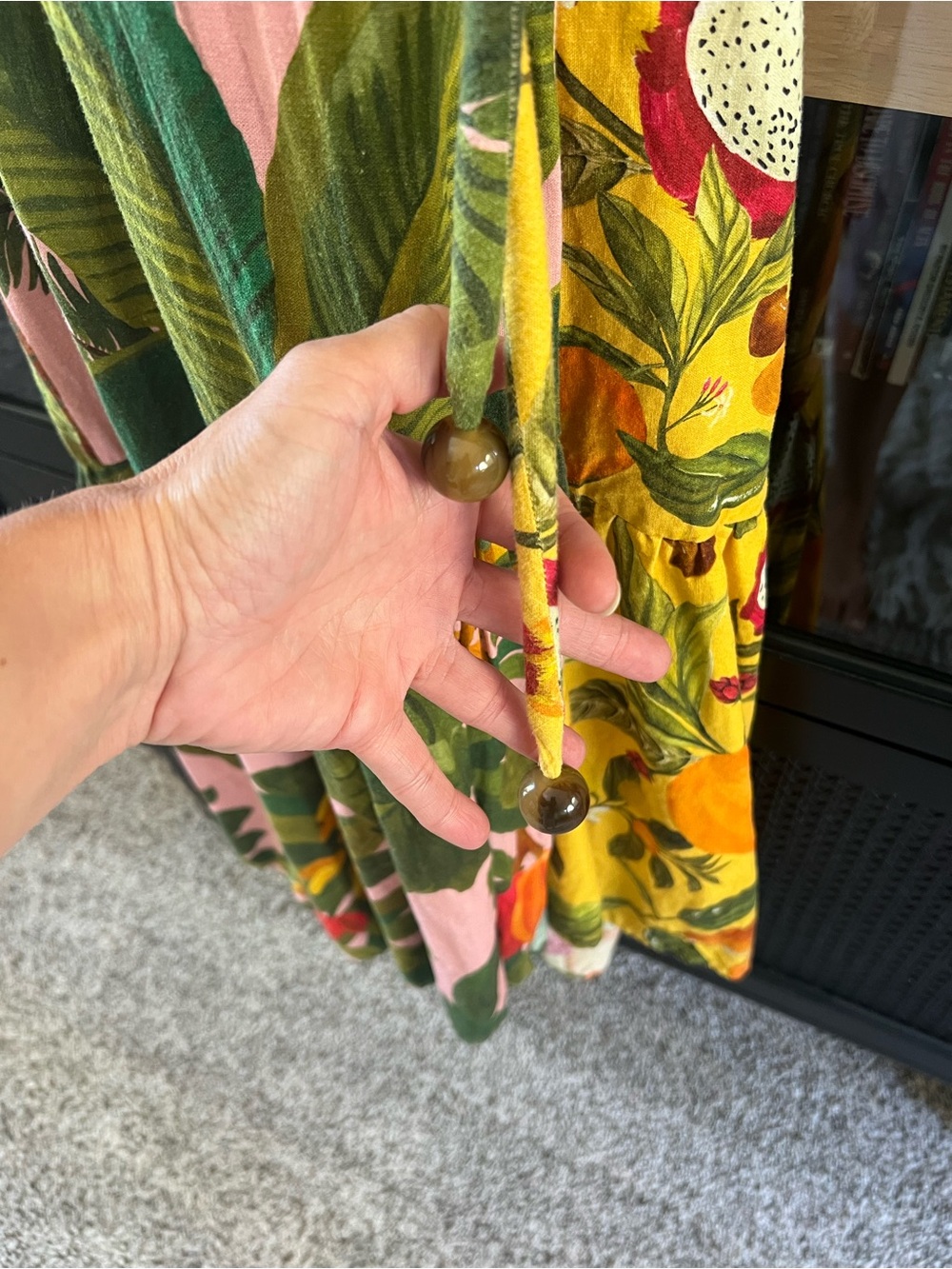 FARM Rio Yellow, Pink & Green Tropical Fruit Wrap Maxi Dress 🥭 - Picture 3 of 16